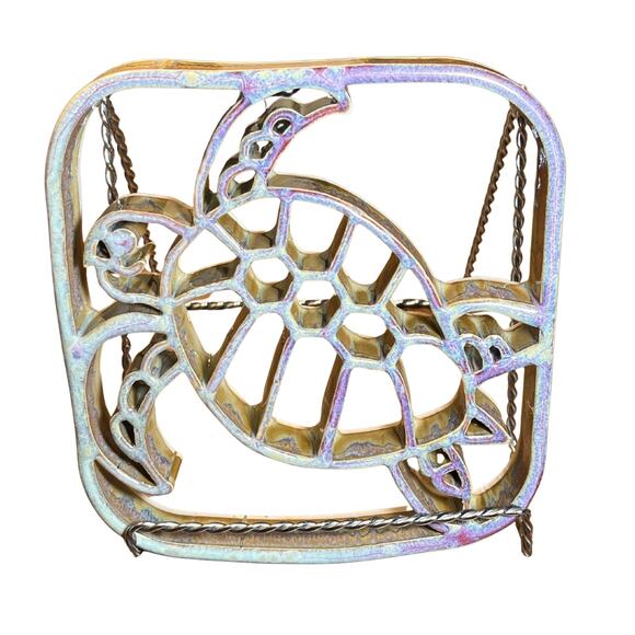 Hand Glazed Ceramic Sea Turtle Trivet Wall Tile Coastal Beach House Decor - Picture 1 of 11